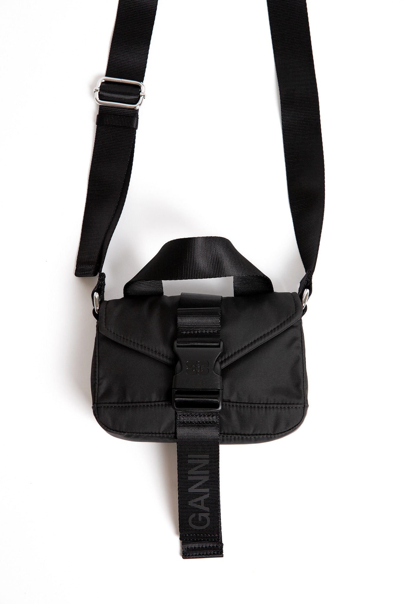    Ganni-Recycled-Tech-Mini-Bag-Black