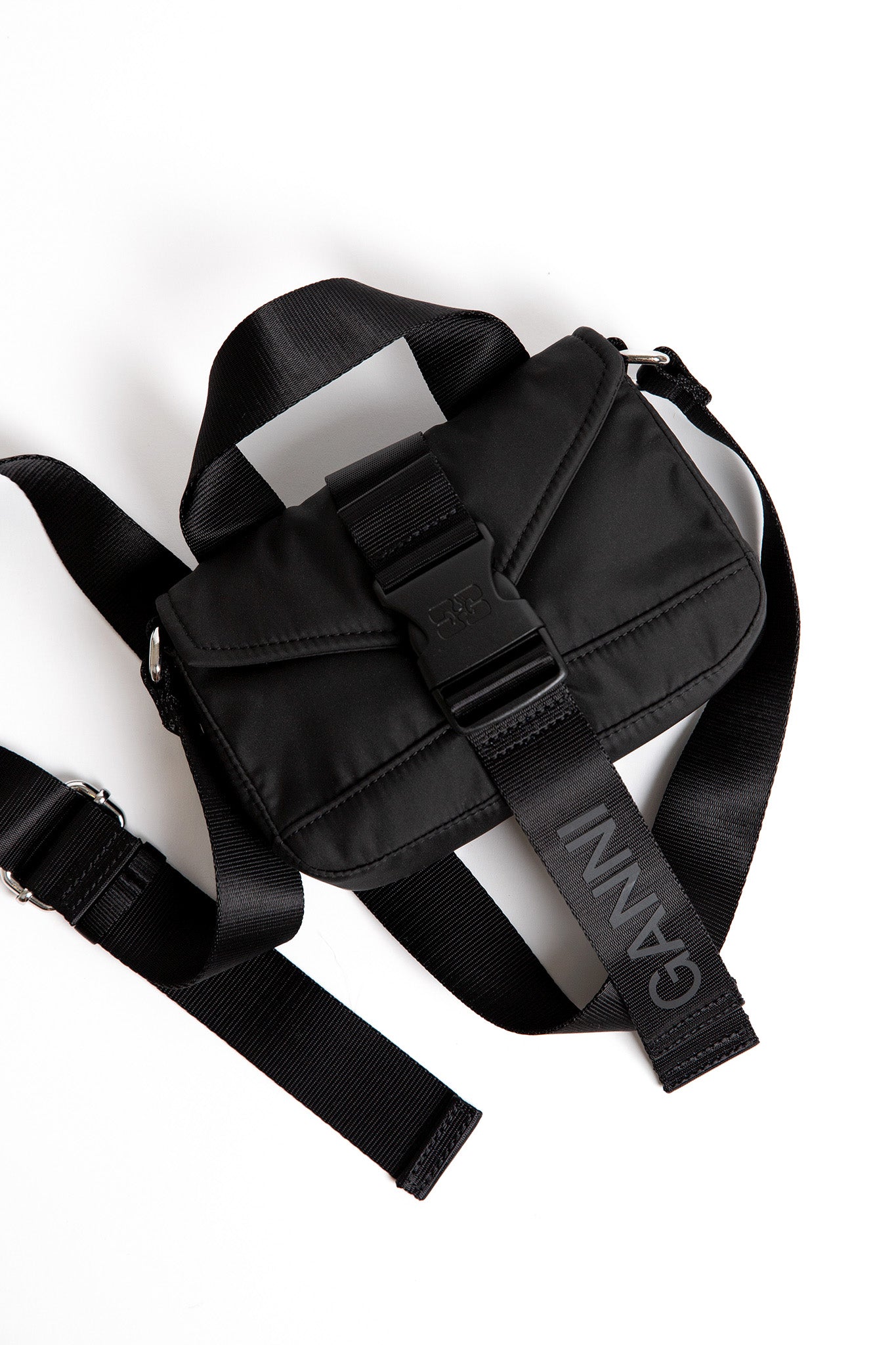    Ganni-Recycled-Tech-Mini-Bag-Black