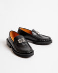 Ganni-Rhinestone-Logo-Loafers-Black