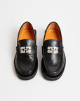 Ganni-Rhinestone-Logo-Loafers-Black