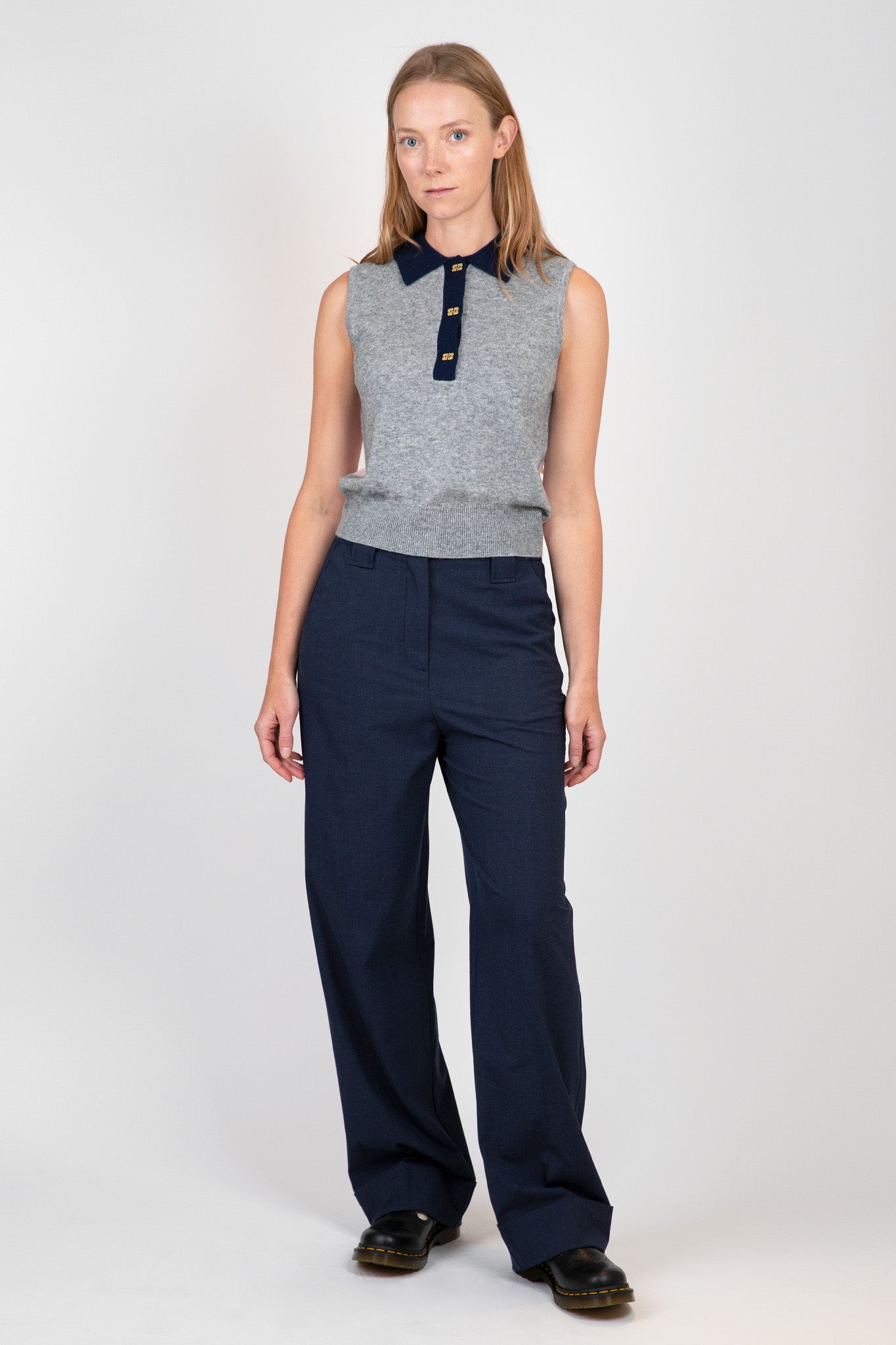    Ganni-Sleeveless-Polo-Frost-Gray