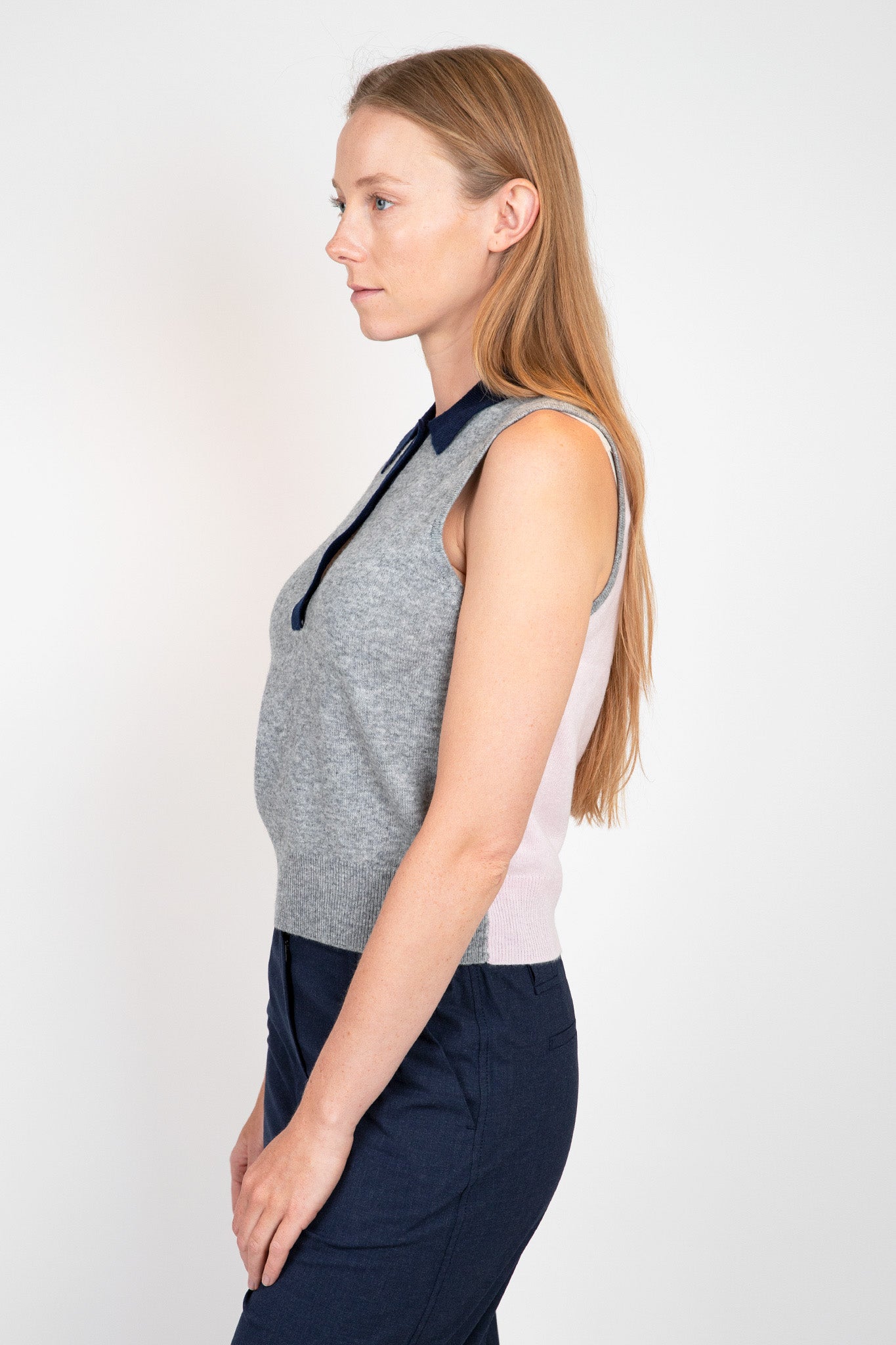    Ganni-Sleeveless-Polo-Frost-Gray