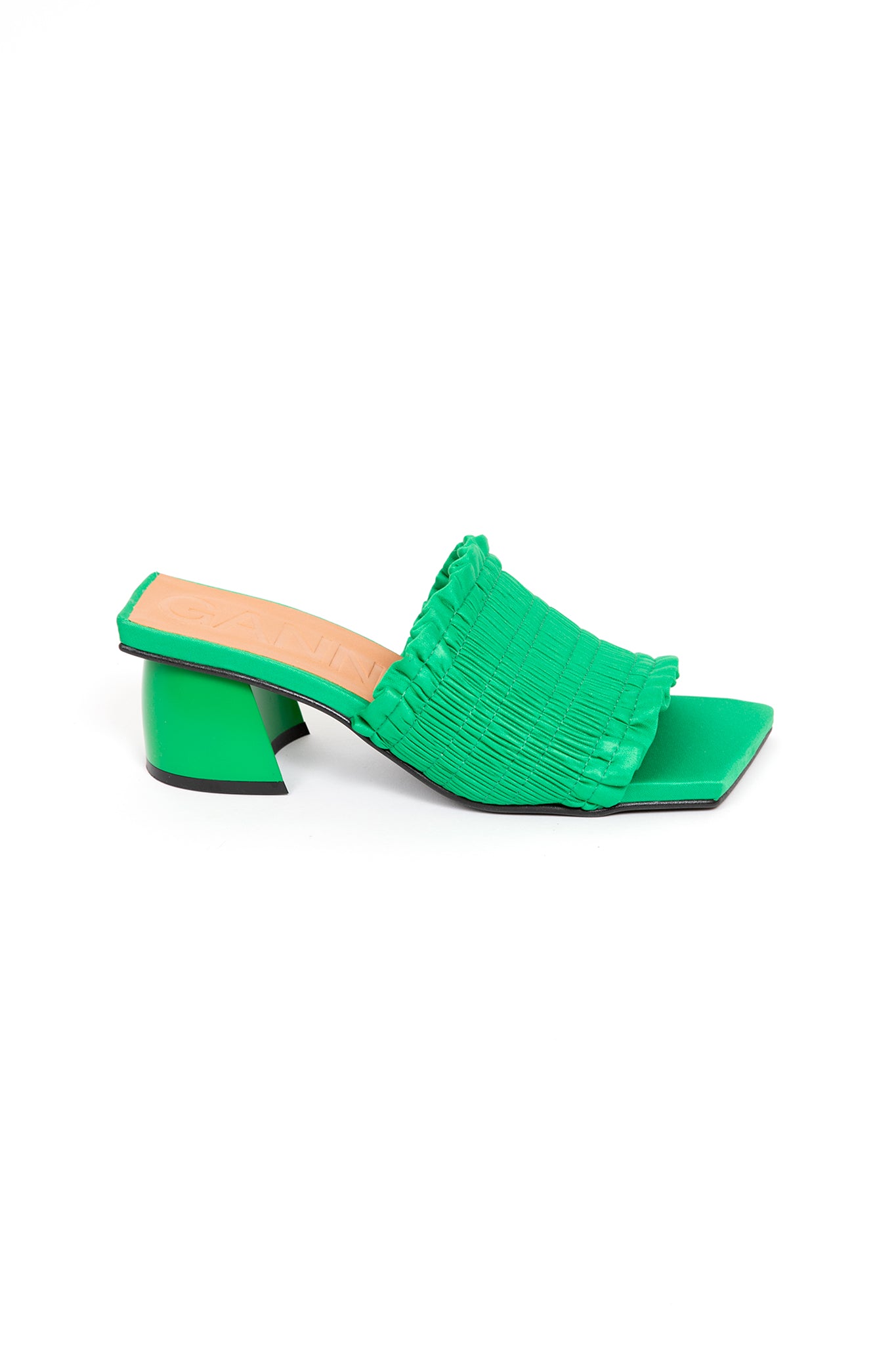 Ganni-Smock-Kitten-Heel-Mules-Kelly-Green