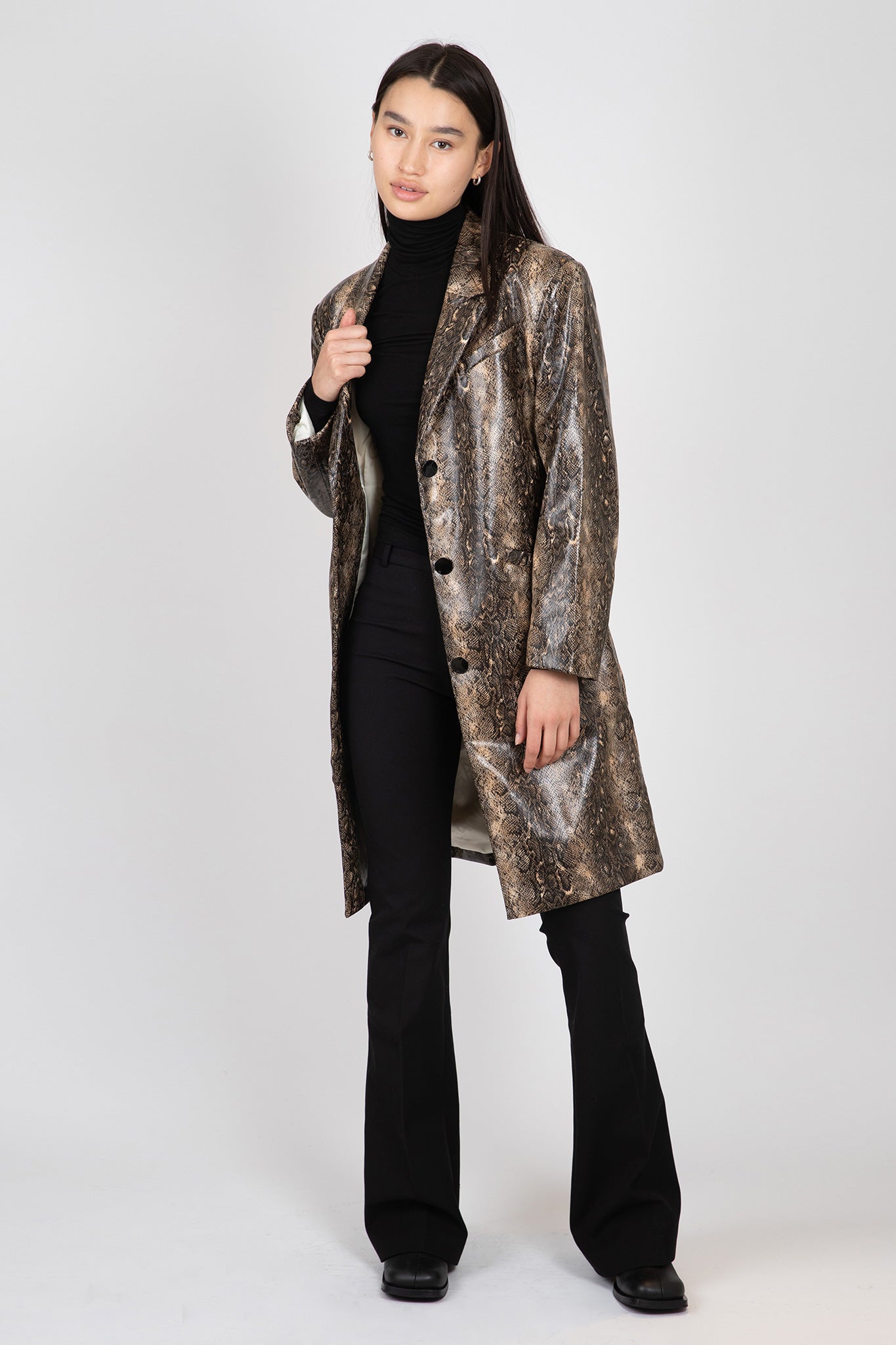 Snake Printed Belt Coat Jackets &amp; Coats Ganni   