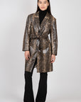 Snake Printed Belt Coat Jackets & Coats Ganni   