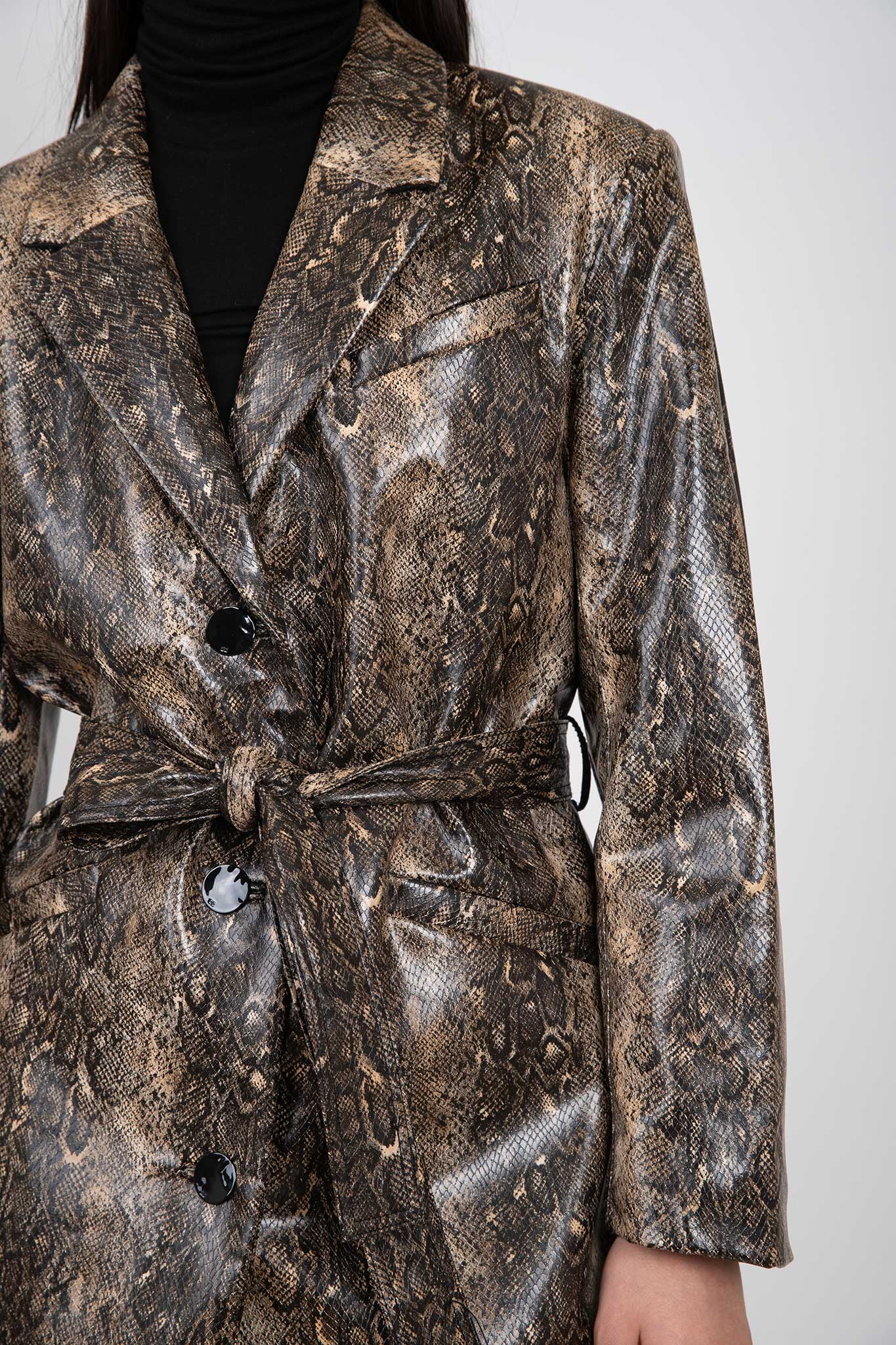 Snake Printed Belt Coat Jackets &amp; Coats Ganni   