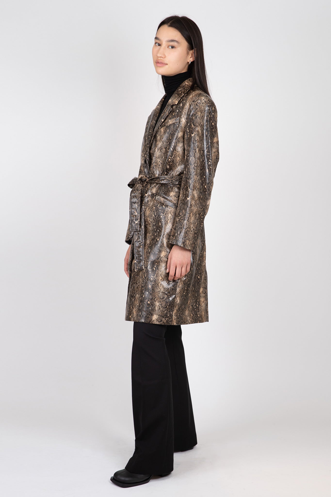 Snake Printed Belt Coat Jackets &amp; Coats Ganni   