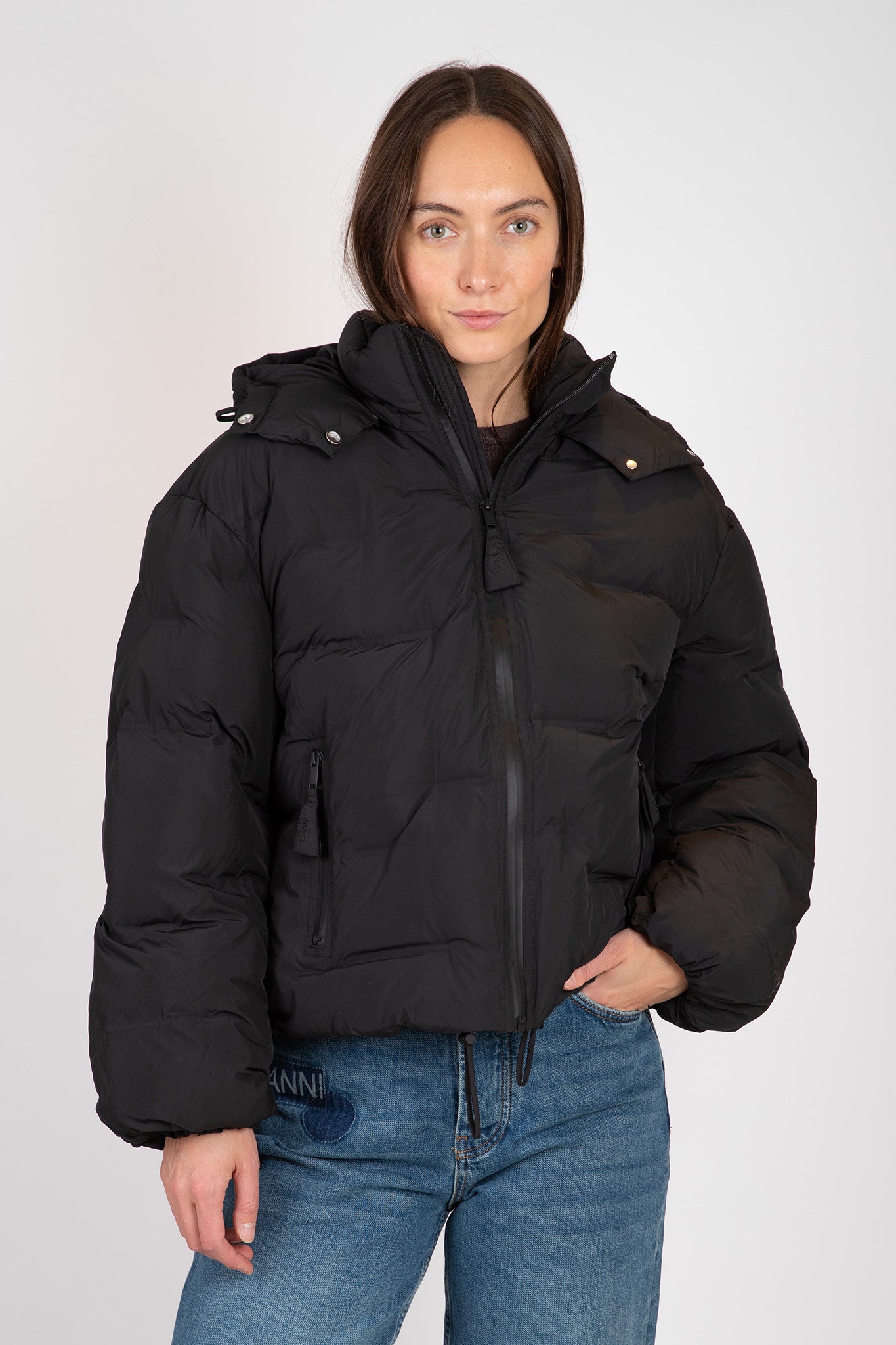Ganni-Soft-Puffer-Short-Jacket-Black