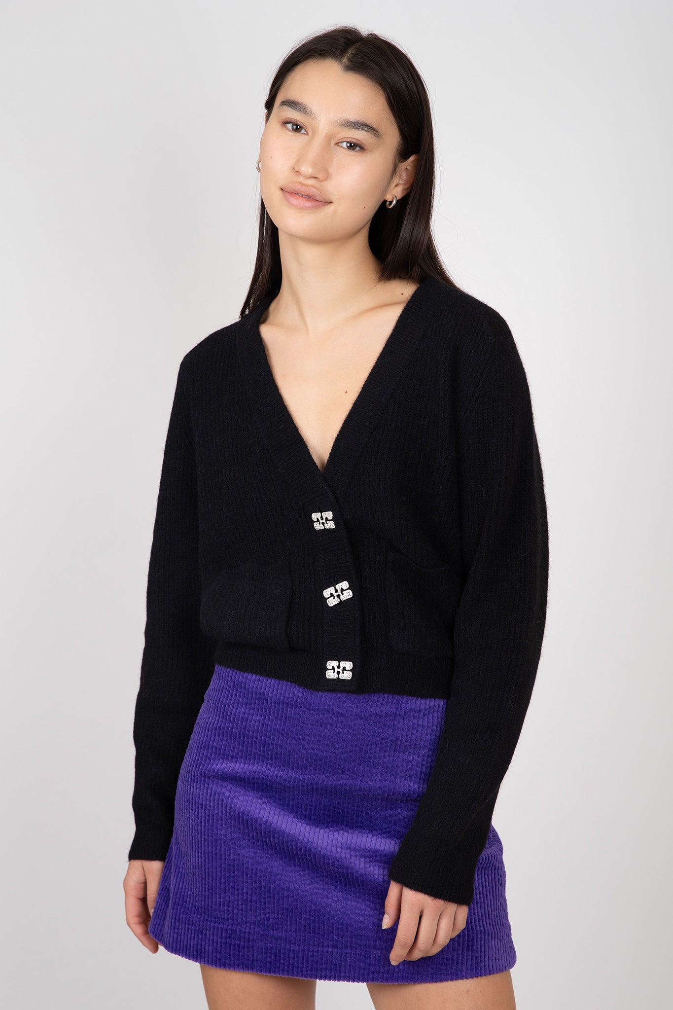 Ganni-Soft-Wool-Cardigan-Black