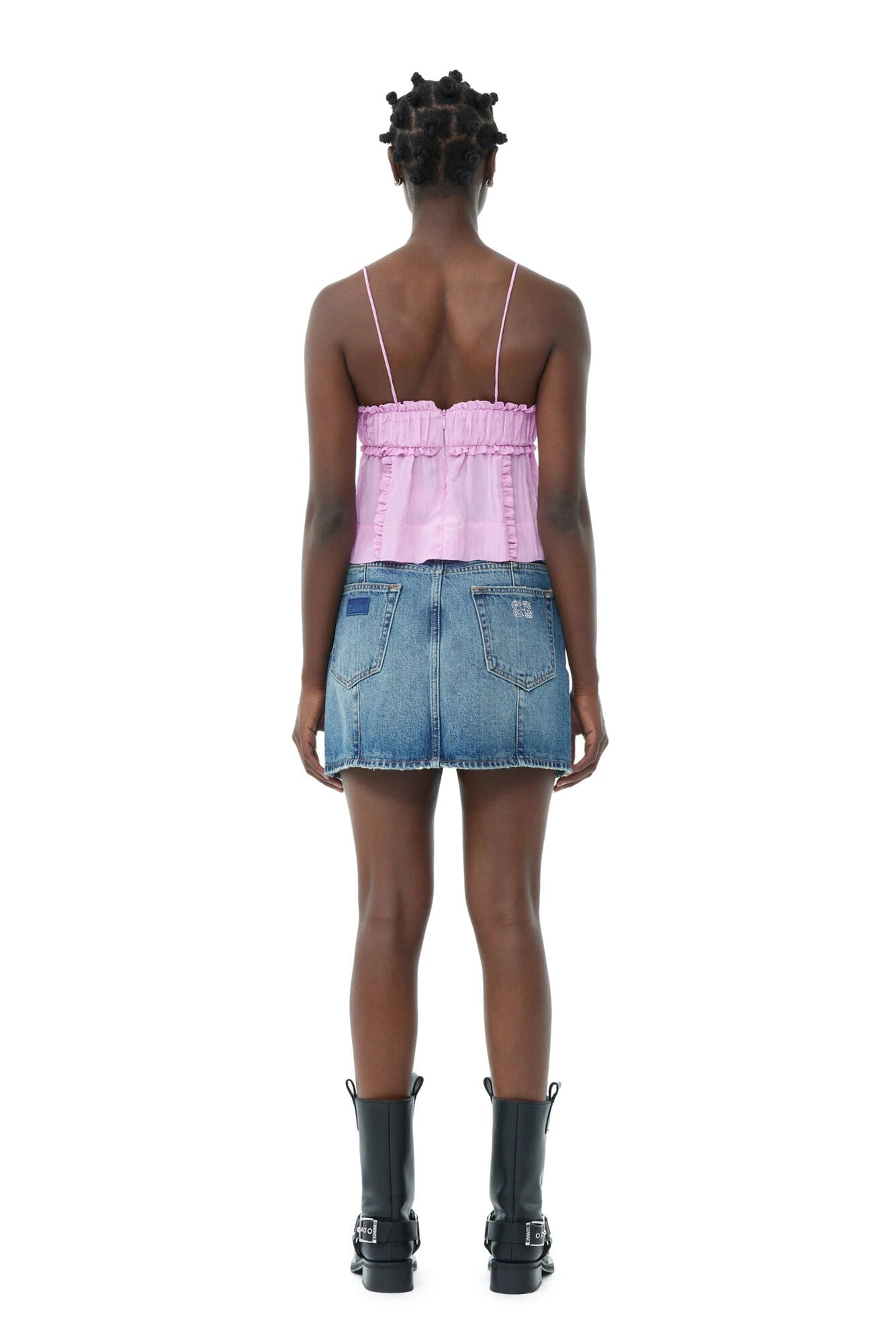 Sparkle Logo Denim Mini Skirt Skirts &amp; Dresses Ganni   