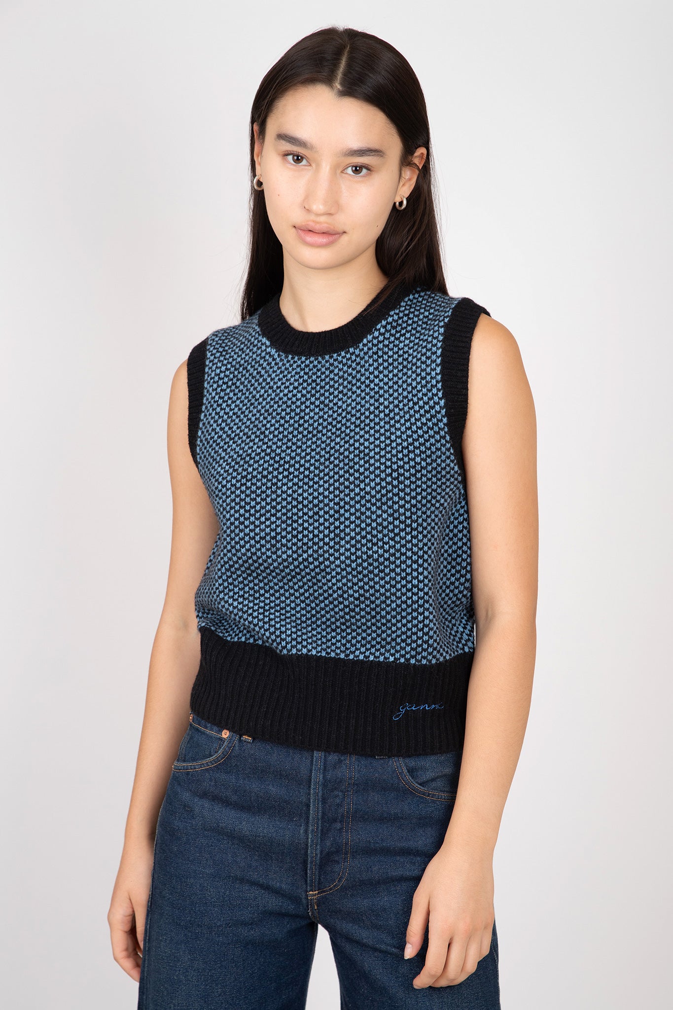 Ganni-Two-Tone-Vest-Blue