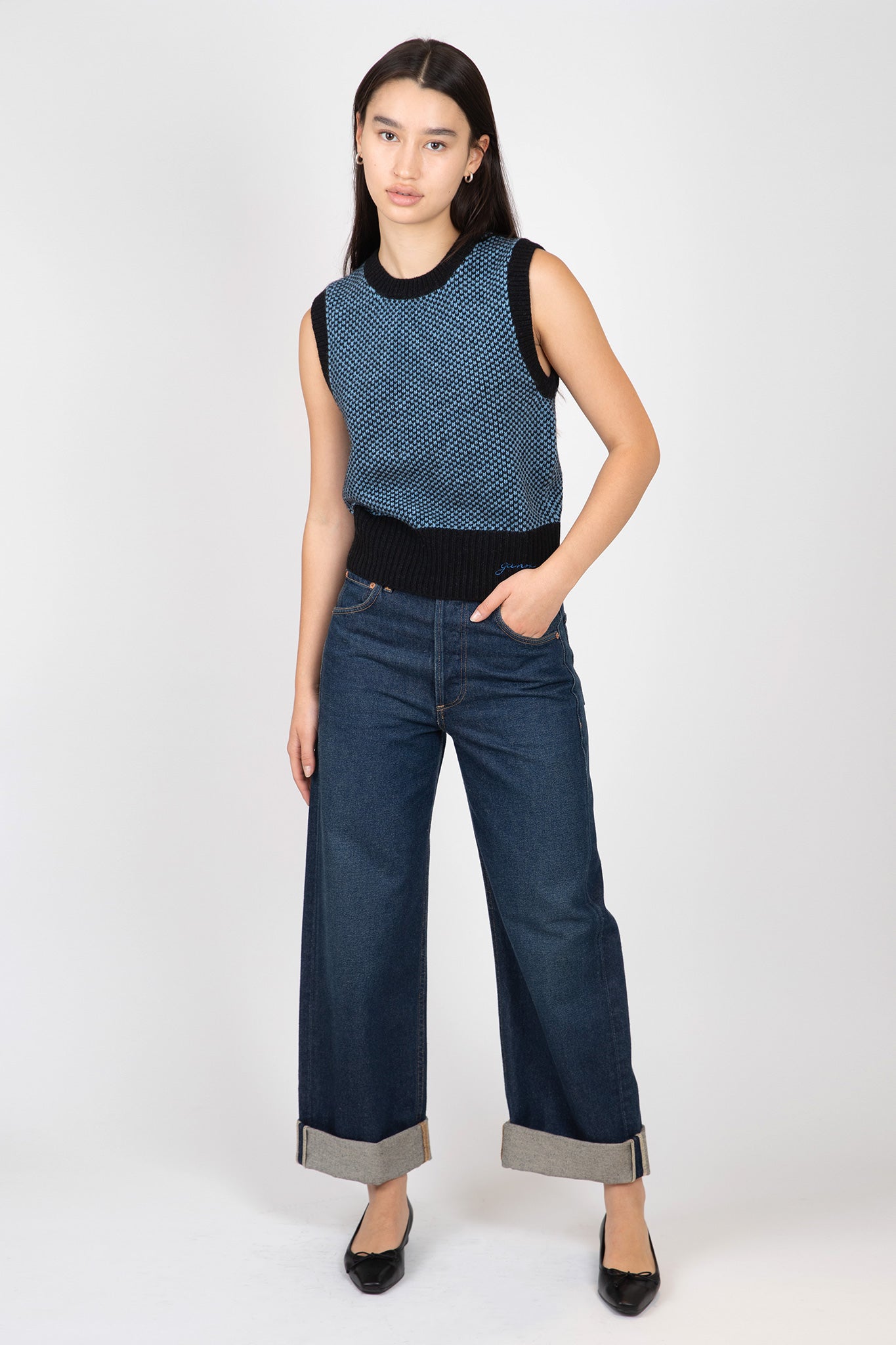 Ganni-Two-Tone-Vest-Blue