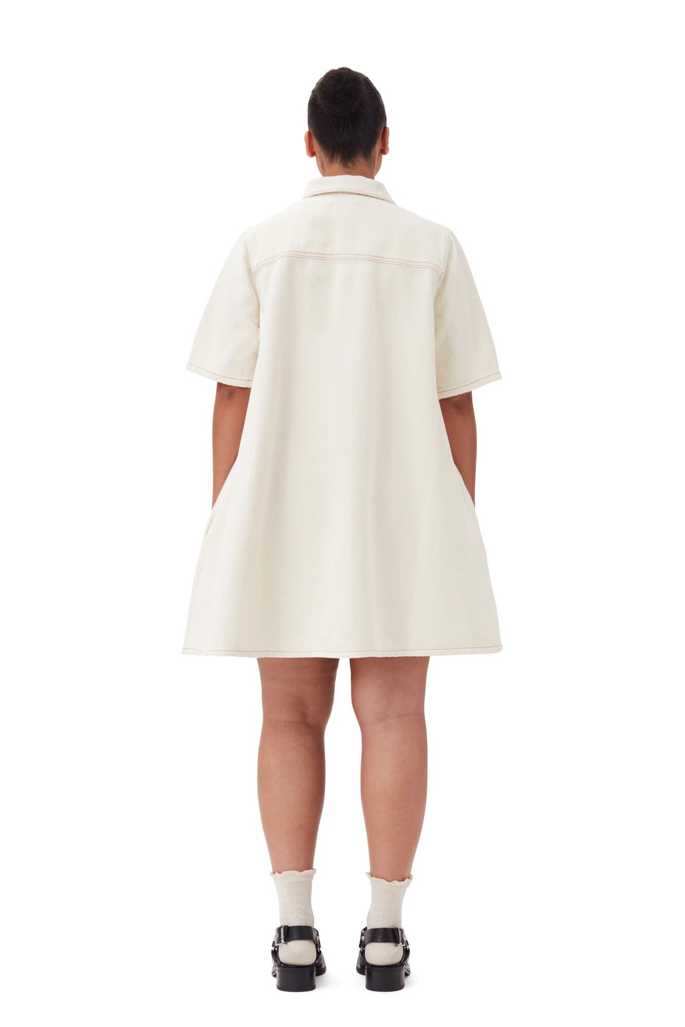 White Heavy Denim Mini Dress Skirts &amp; Dresses Ganni   