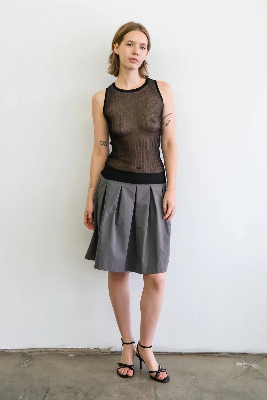 Ella Sheer Top Tops Geel   