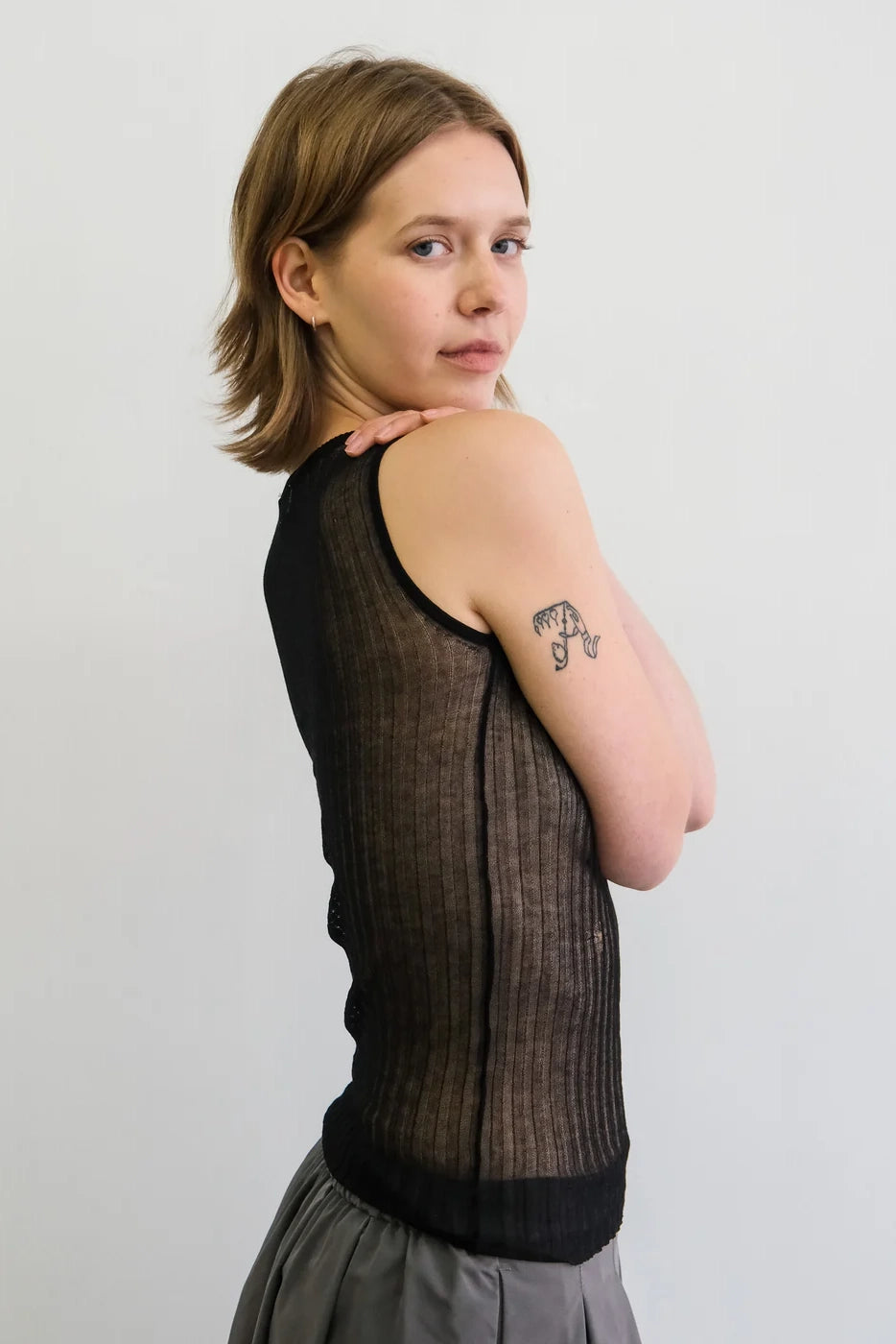 Ella Sheer Top Tops Geel   