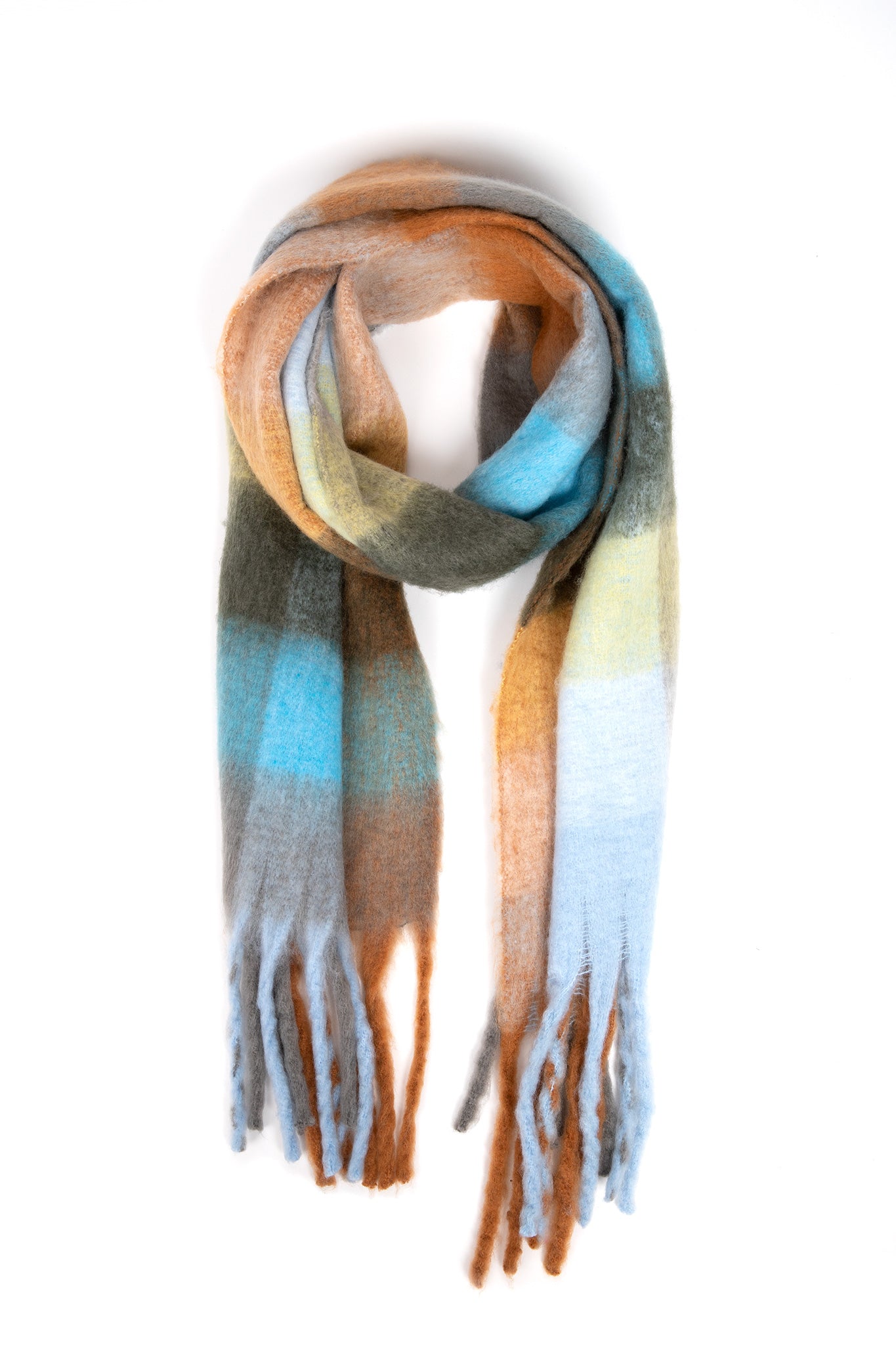    Lyla-Luxe-Check-Scarf-Teal-Brown