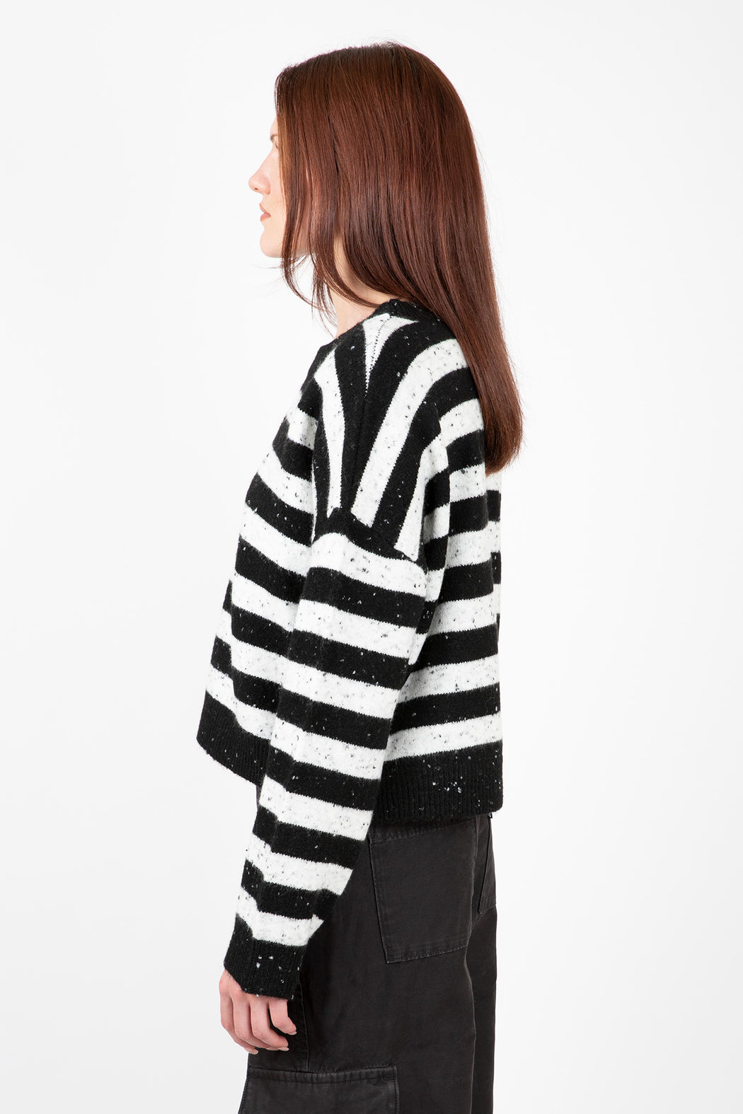    Lyla-Luxe-Jessie-Striped-Sweater-Black-White-Fleck