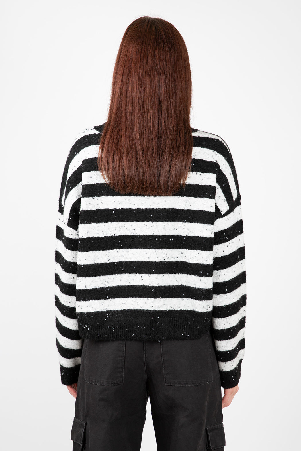    Lyla-Luxe-Jessie-Striped-Sweater-Black-White-Fleck