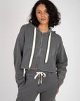 Delaney Undone Hem Crop Zip Hoody Sweaters & Knits NSF Clothing   