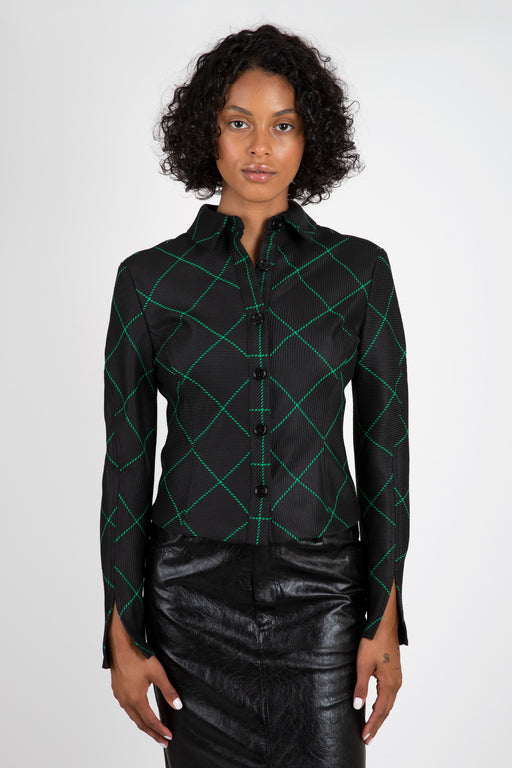 No-6-Linn-Shirt-Black-and-Green-Plaid