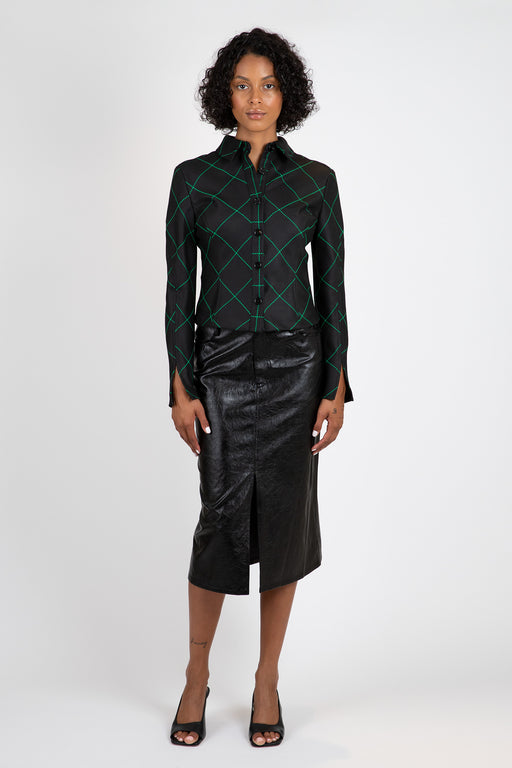 No-6-Linn-Shirt-Black-and-Green-Plaid