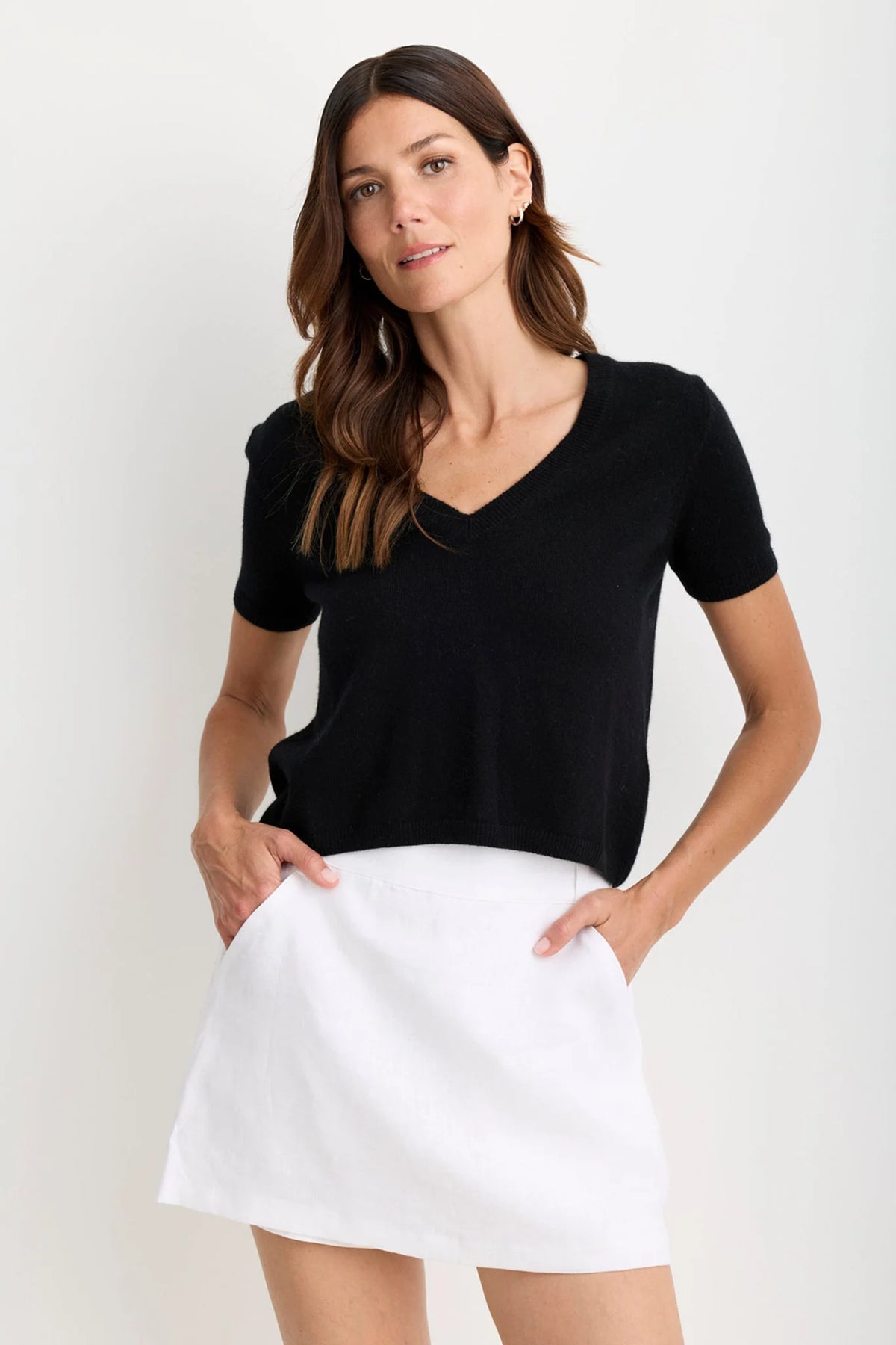 Kadri Cashmere V Neck Tee Sweaters & Knits One Grey Day