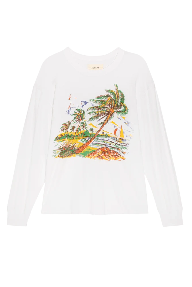 The Long Sleeve Relaxed Crew w/ Windy Shore Graphic T-Shirts &amp; Tanks The Great