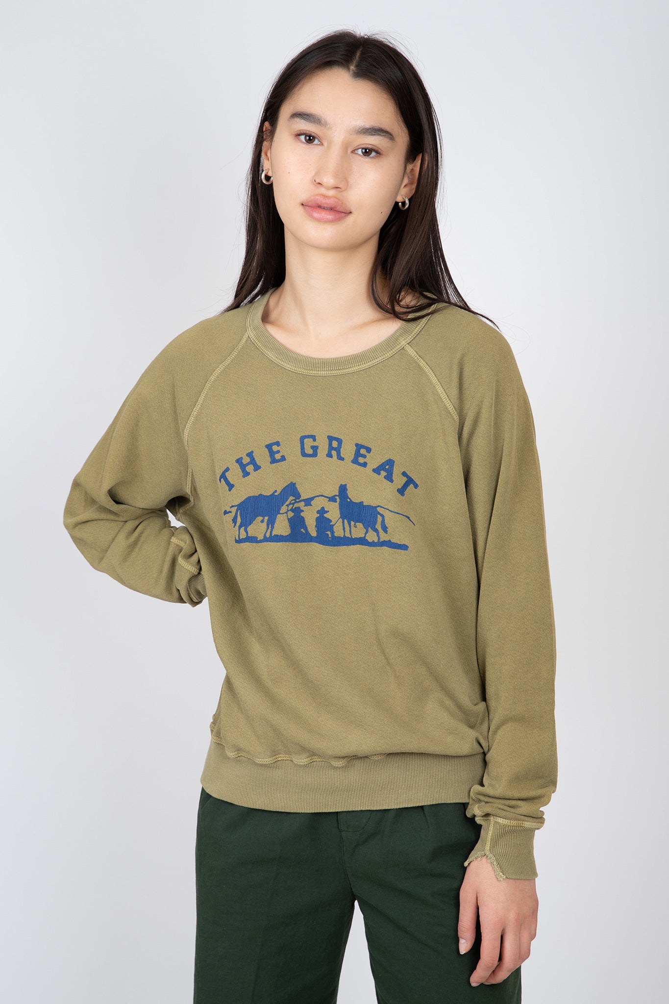 The-Great-The-College-Sweatshirt-Washed-Fit-Green-with-Gaucho-Graphic