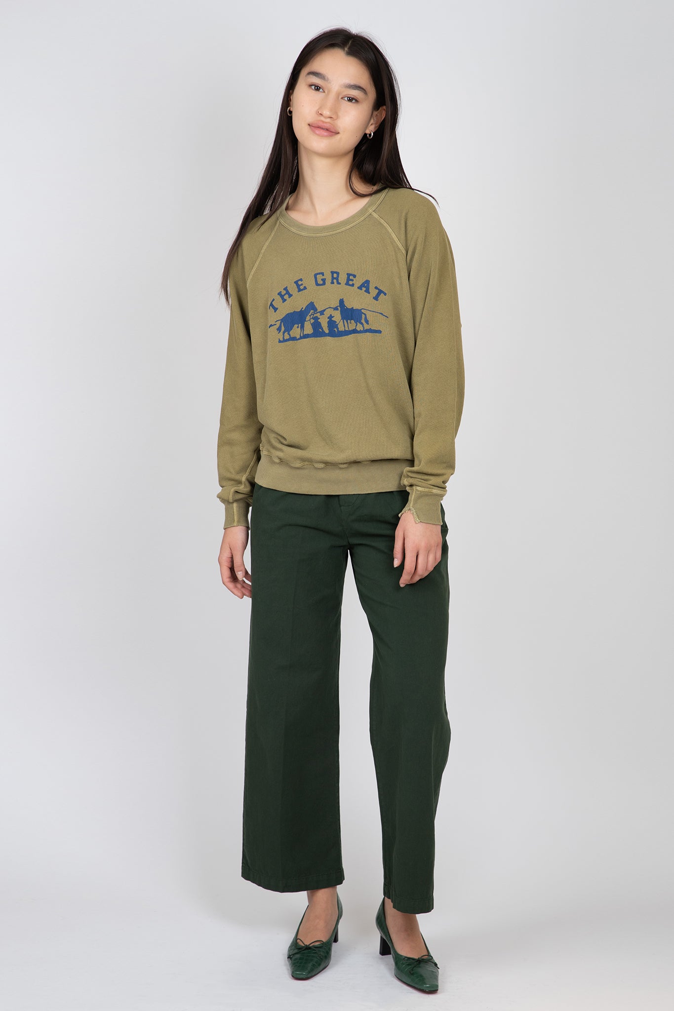 The-Great-The-College-Sweatshirt-Washed-Fit-Green-with-Gaucho-Graphic