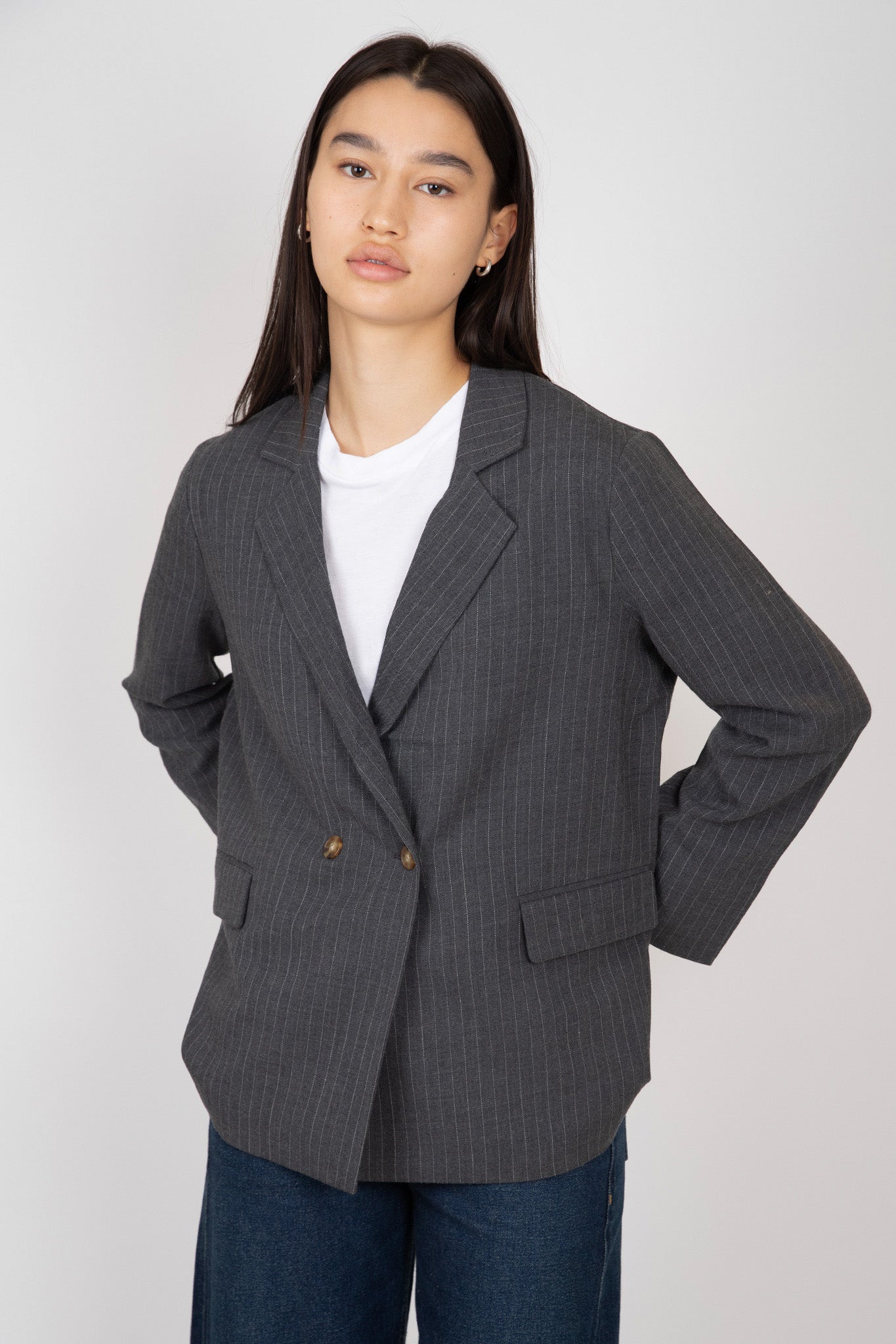       The-Great-The-Schlumpy-Blazer-Gray-Pin-Stripe