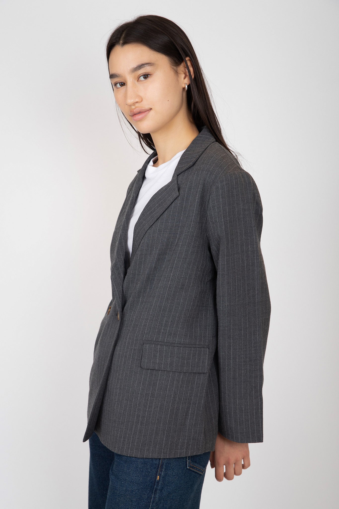       The-Great-The-Schlumpy-Blazer-Gray-Pin-Stripe
