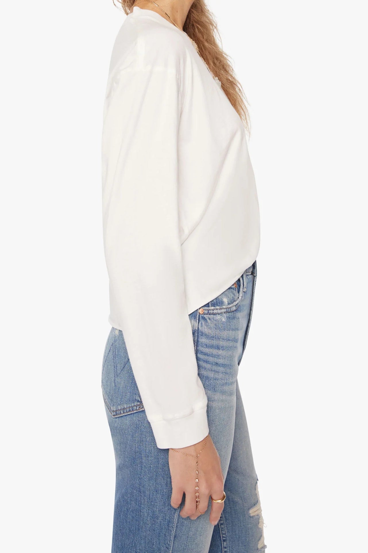 The Long Sleeve Slouchy Cut Off T-Shirts MOTHER   