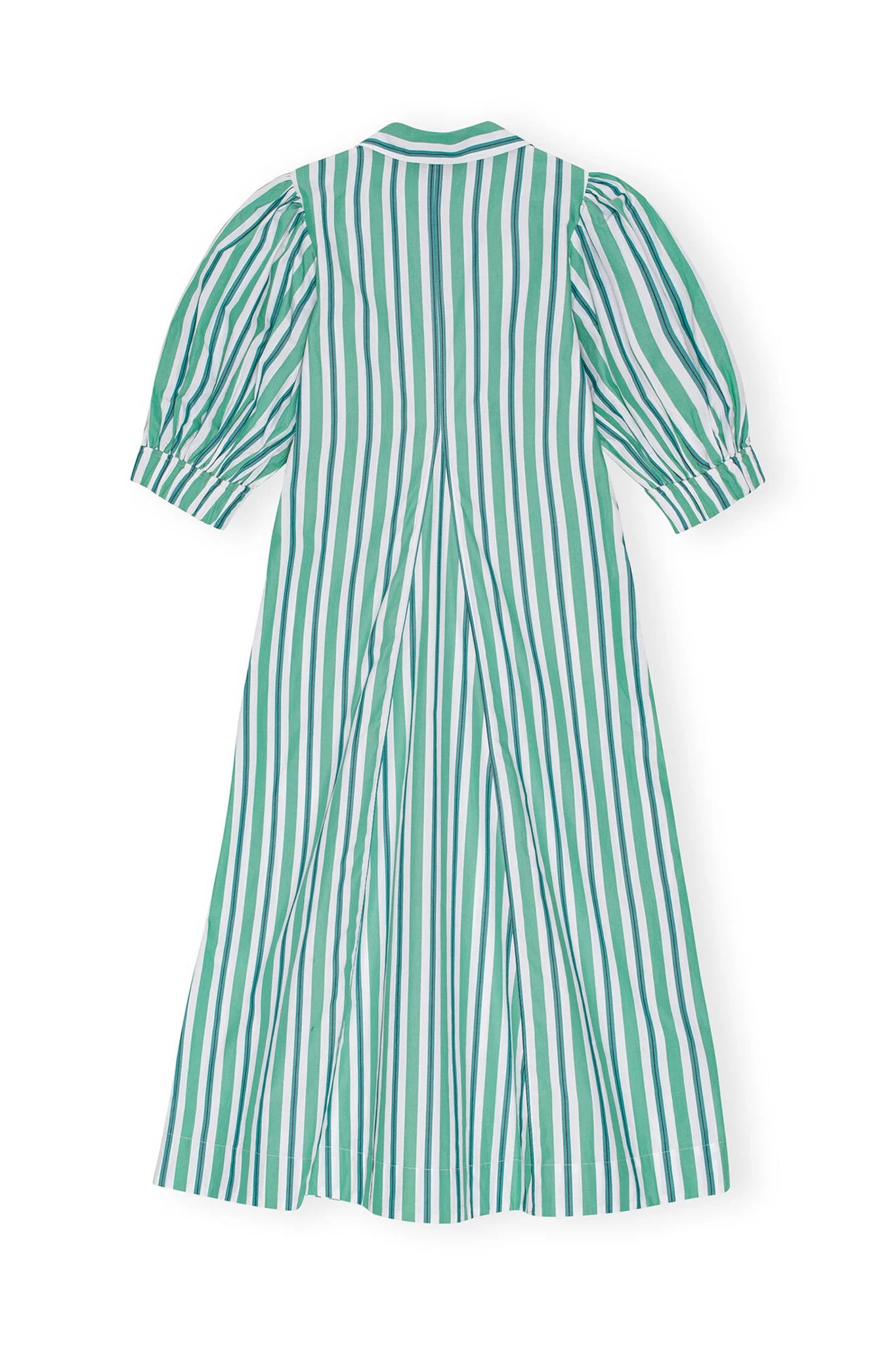 Green Striped Collar Long Dress Skirts & Dresses Ganni   