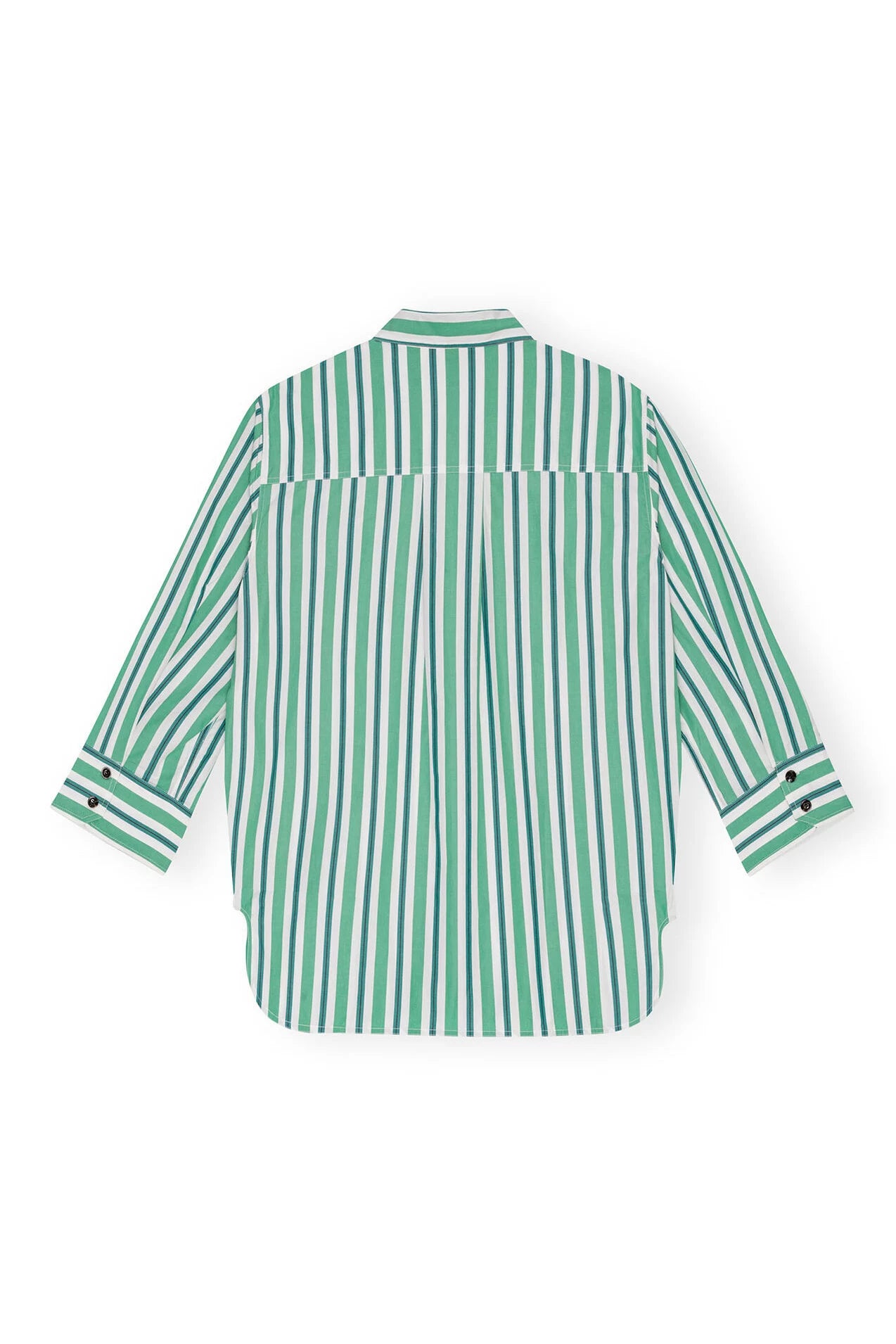 Green Striped Cotton Oversized Shirt Tops Ganni   
