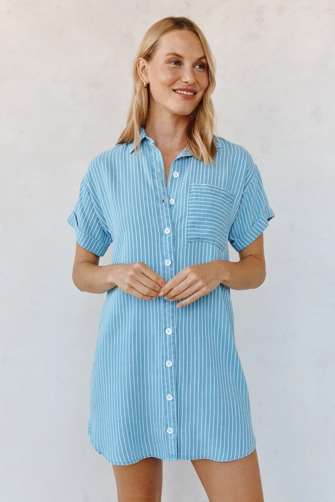 Roll Sleeve Pocket Shirt Dress Dresses Bella Dahl