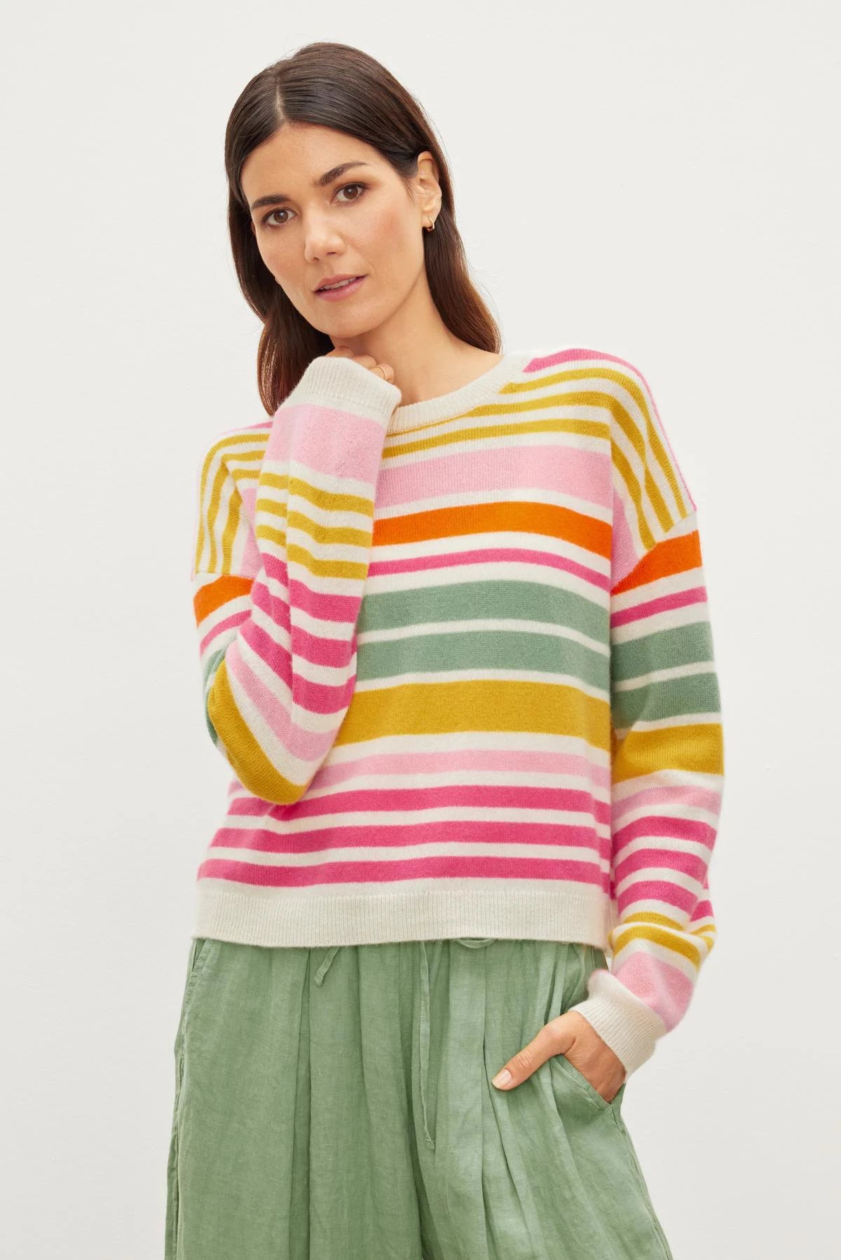 Anny Cashmere Striped Crew Neck Sweater Sweaters & Knits Velvet   