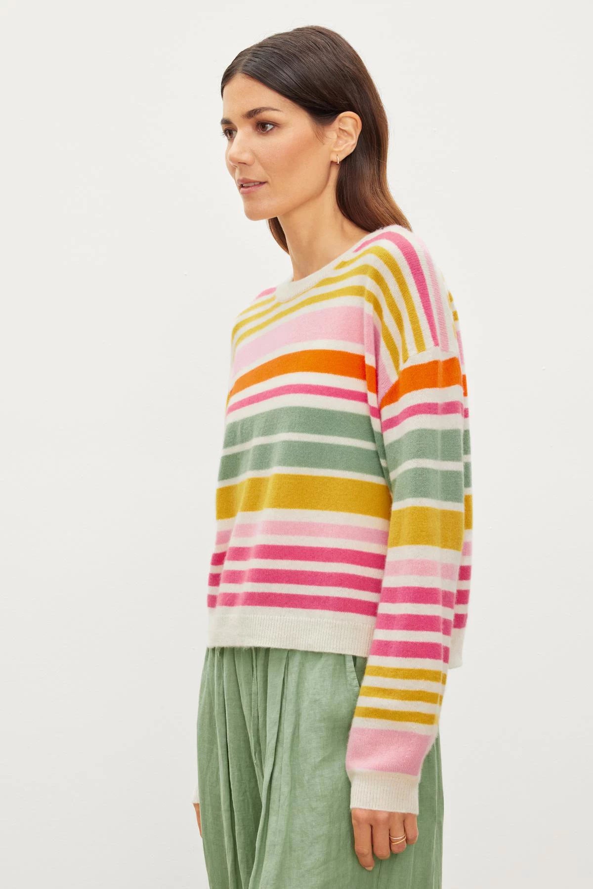 Anny Cashmere Striped Crew Neck Sweater Sweaters &amp; Knits Velvet   
