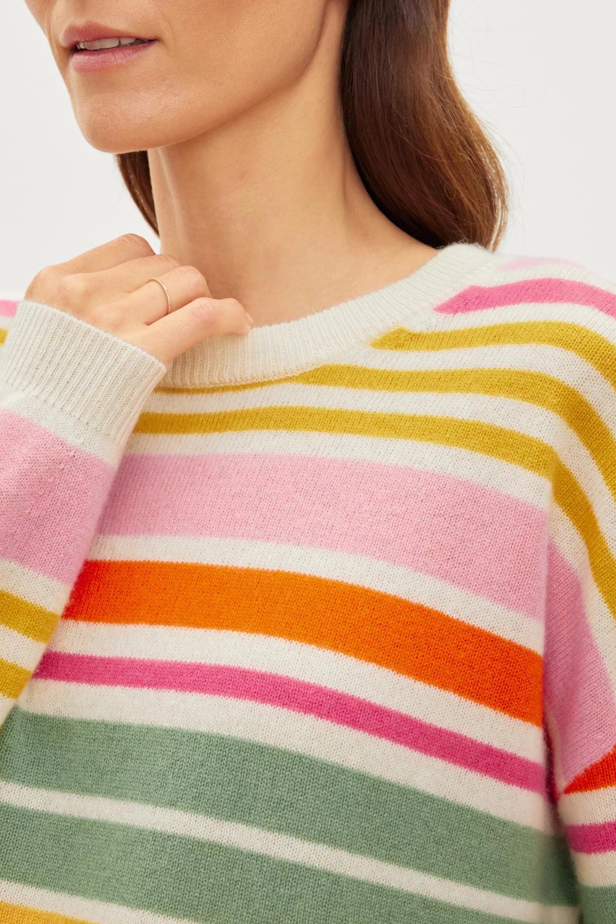Anny Cashmere Striped Crew Neck Sweater Sweaters &amp; Knits Velvet   