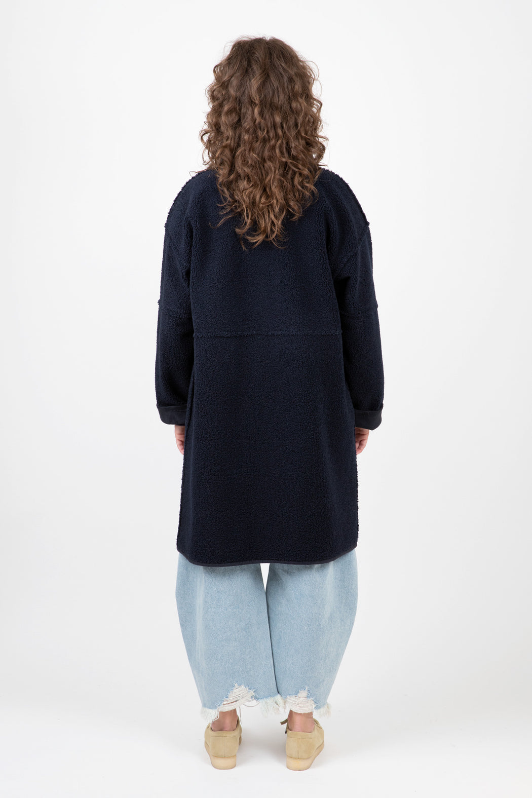 Velvet-Cara-Lux-Sherpa-Long-Jacket-Navy