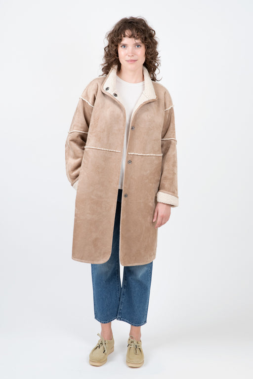 Velvet-Cara-Lux-Sherpa-Long-Jacket-Sand