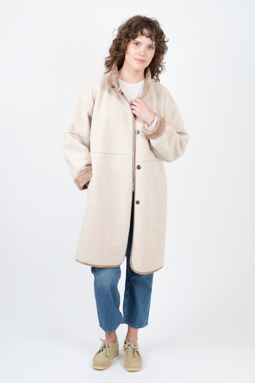 Velvet-Cara-Lux-Sherpa-Long-Jacket-Sand