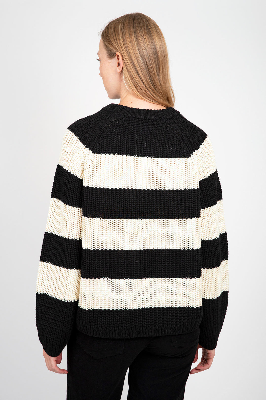    Velvet-Ciara-Striped-Crew-Neck-Sweater-Black-Ivory
