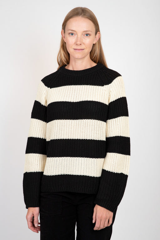    Velvet-Ciara-Striped-Crew-Neck-Sweater-Black-Ivory