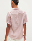 Mika Striped Short Sleeve Shirt Tops Velvet   