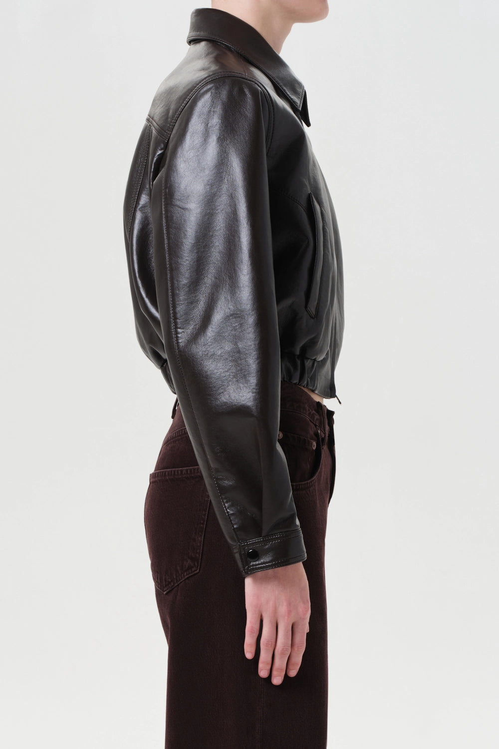 AGOLDE Essie Recycled Leather Cropped Jacket Jackets & Coats Agolde