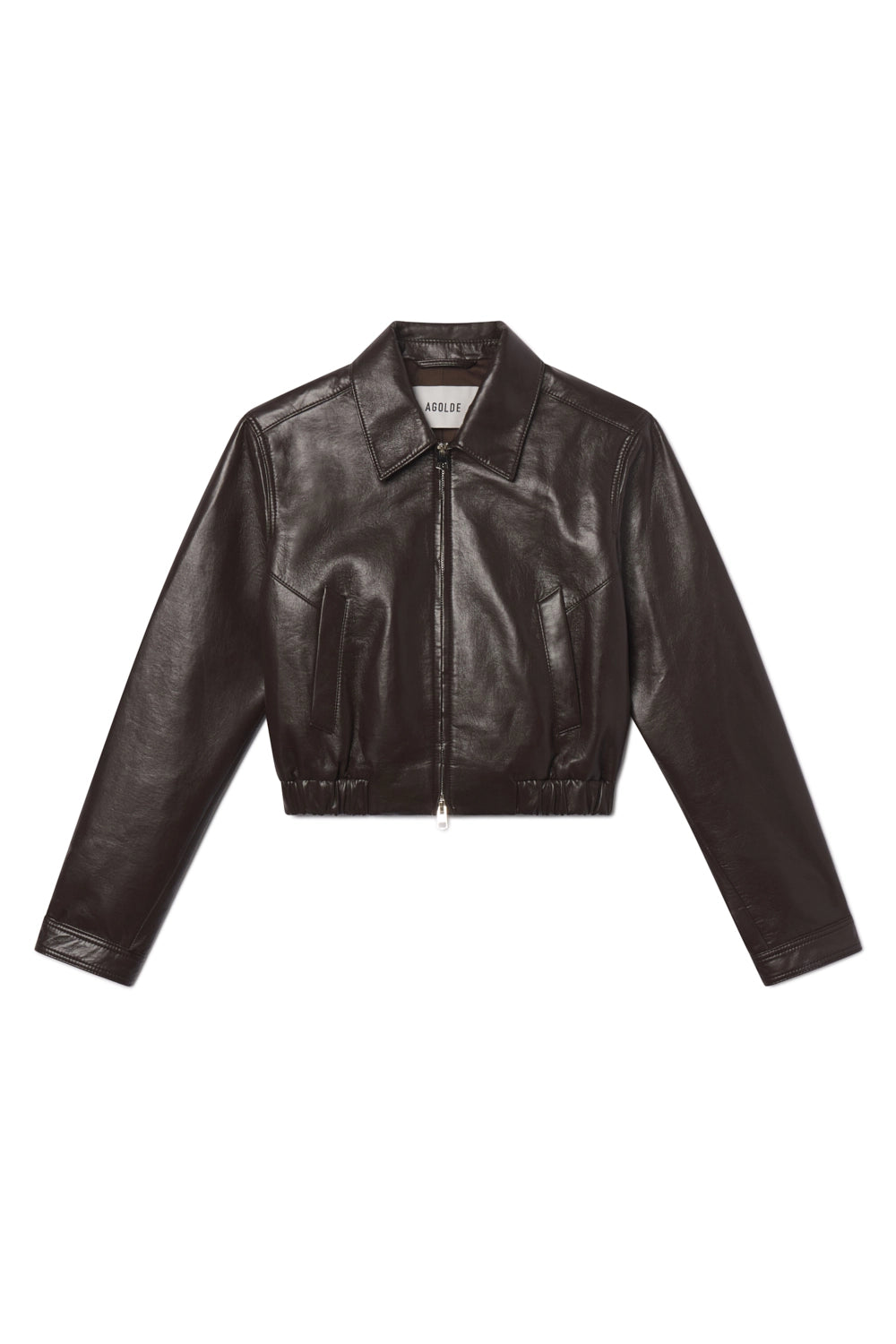 AGOLDE Essie Recycled Leather Cropped Jacket Jackets &amp; Coats Agolde