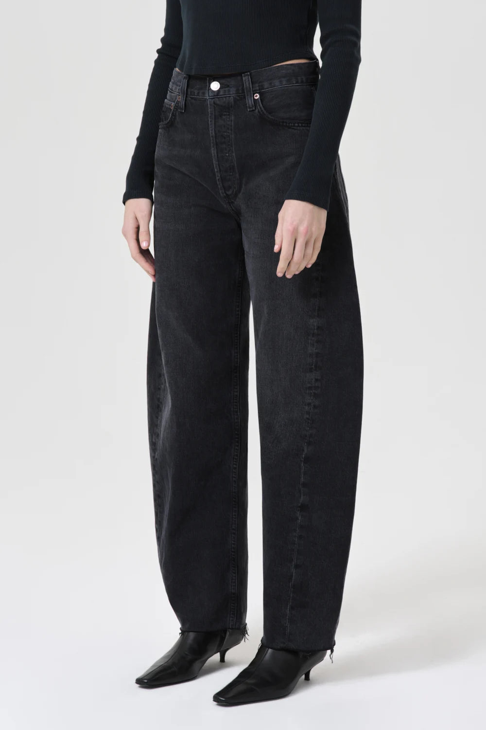 Luna High Rise Pieced Taper Pants Agolde   