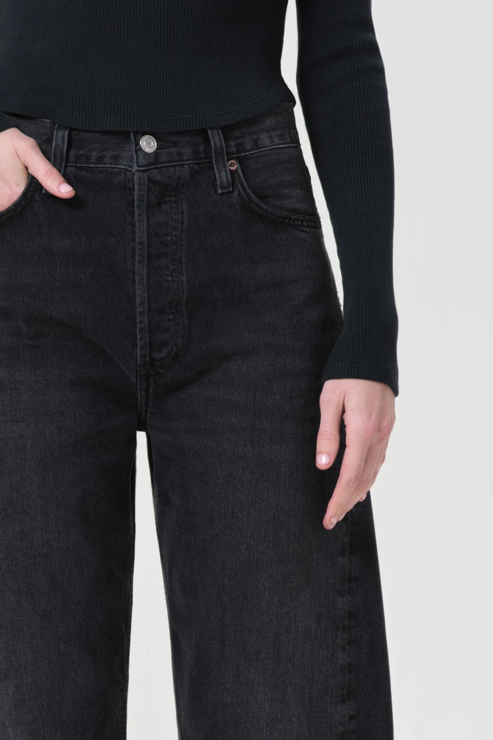 Luna High Rise Pieced Taper Pants Agolde   