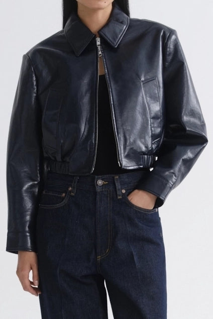 Nahla Cropped Leather Jacket Jackets AGOLDE