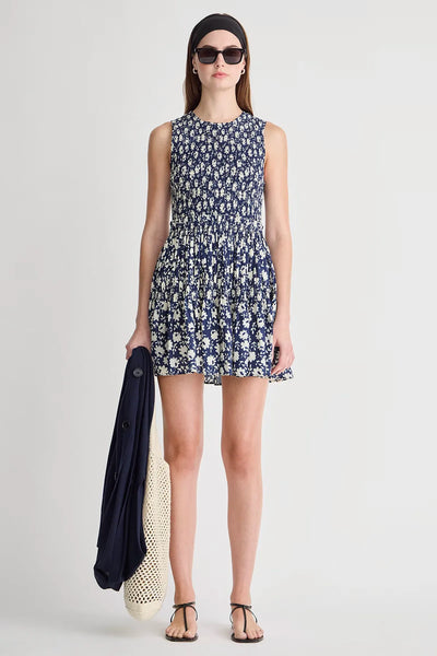 apiece apart evora spaghetti maxi dress in stamped plaid navy Apiece Apart Evora Spaghetti Maxi Dress